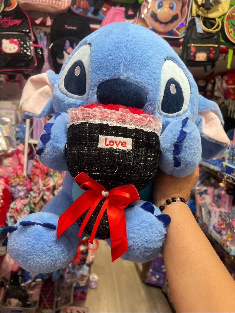 Betty Boop Blue Plush Character Dog Toy with Red Bow Heart